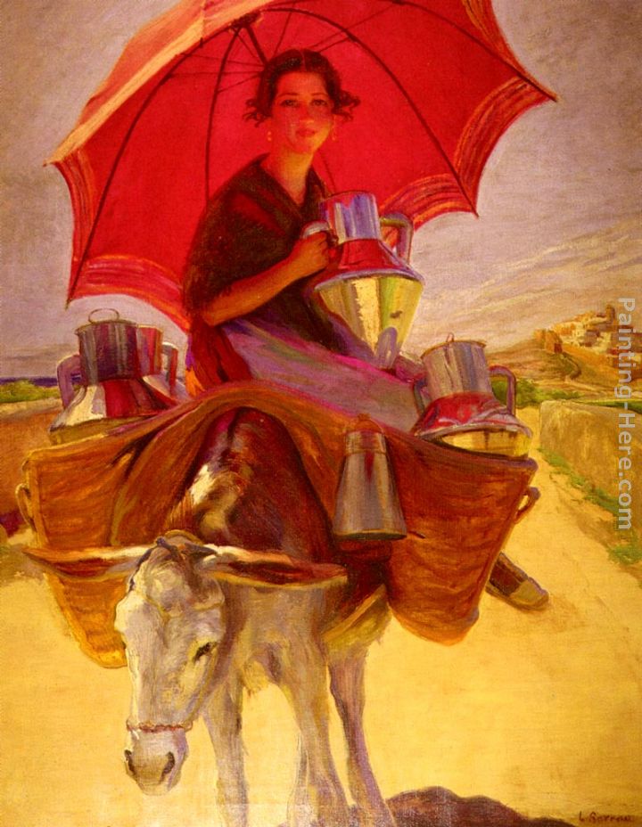 The Red Parasol painting - Laureano Barrau The Red Parasol art painting